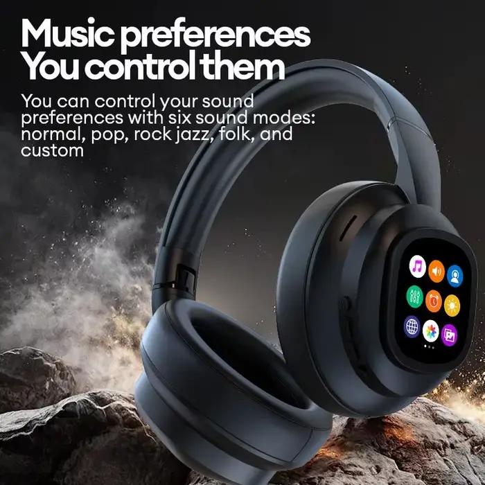 AI LCD écran tactile choc basse casques HIFI son sans fil Bluetooth casque ANC réduction du bruit Gamer écouteurs avec micro HD