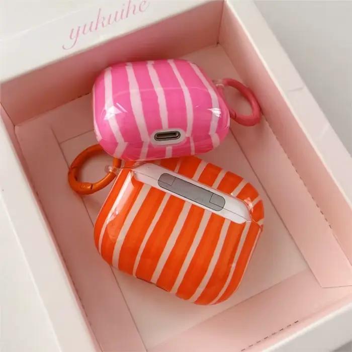 Étui Airpods 4 Pro2 à rayures colorées