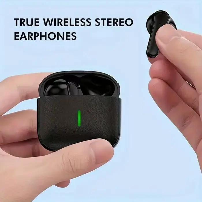 Écouteurs sans fil Bluetooth 5.3 texture cuir semi-intra-auriculaire pour homme et femme occasionnels et amoureux de la musique