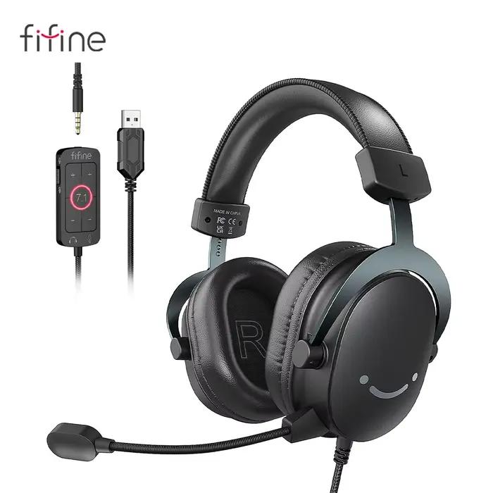Écouteurs FIFINE en cuir avec son surround 7.1 pour gaming PS5 PC compatibles PS4 PS5 occasions spéciales
