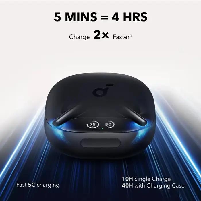 Écouteurs TWS Soundcore Original Liberty 4 Pro avec Réduction Active du Bruit (ANC) Réglable par Barre Tactile