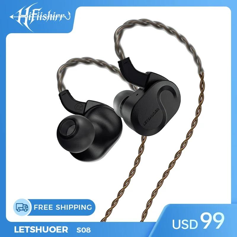 Écouteurs intra-auriculaires Letshuoer S08, double bobine, transducteur magnétique planaire 13 mm, é