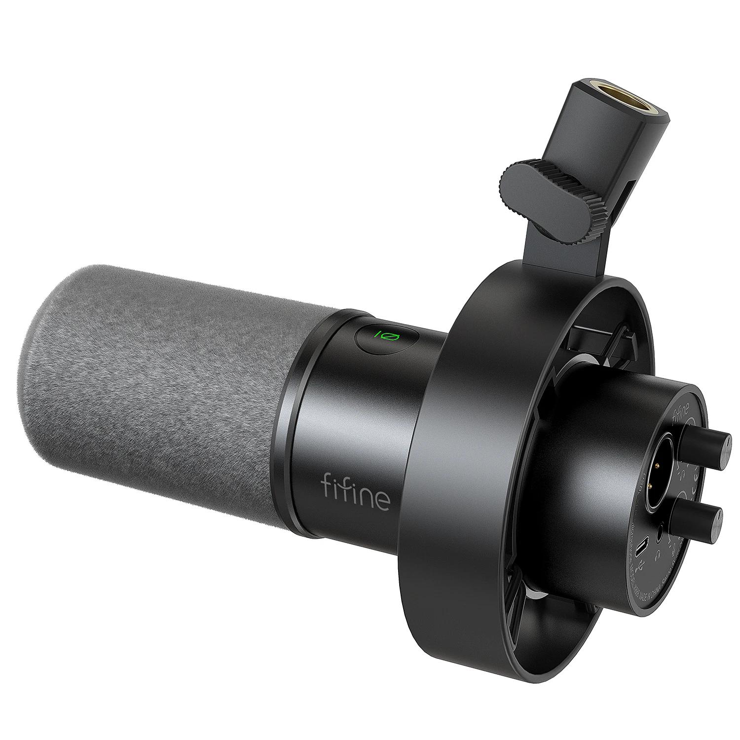FIFINE-Microphone dynamique USB/XLR avec support antichoc, silencieux tactile, prise téléphonique po
