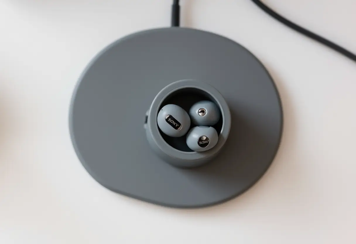 Un chargeur de batterie avec des écouteurs Sony